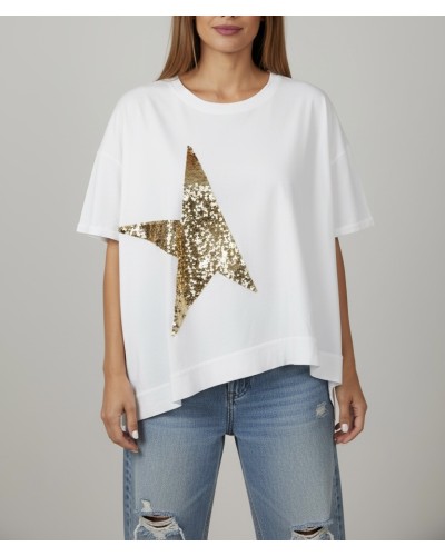 T-shirt  Asimetric Star Sequins