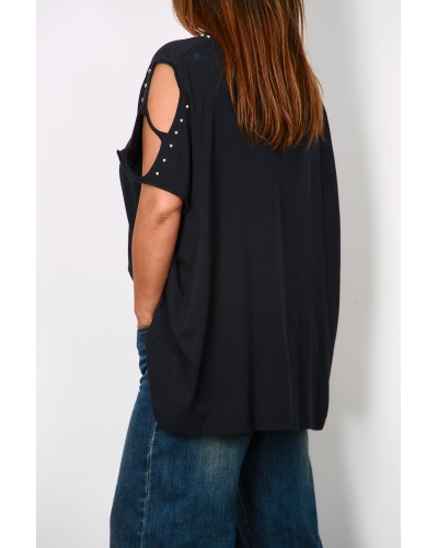 T-shirt Boyfriend Oversized Rock Tinte BLK