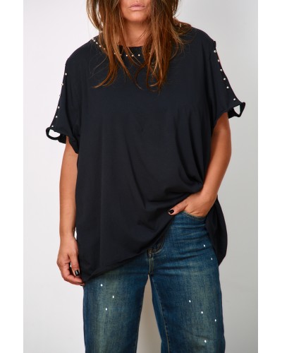 T-shirt Boyfriend Oversized Rock Tinte BLK