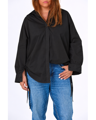 Camasa Boyfriend Oversized Snur Lateral BLack