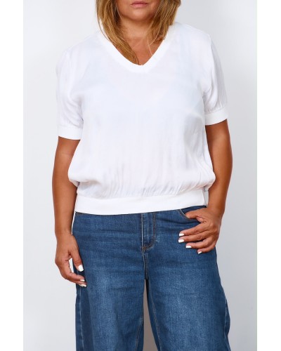 T-shirt Casual Viscose V Basic White