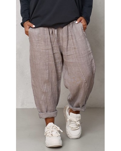Pantaloni Boyfriend Grigio Lino Stella Milani