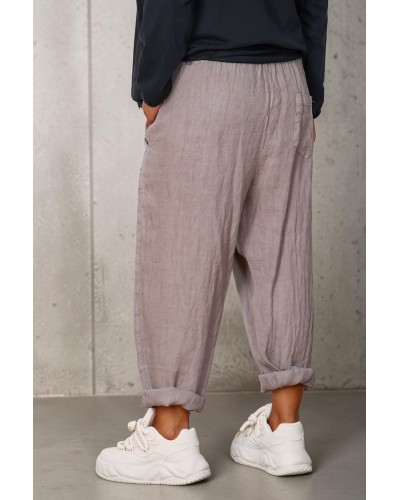 Pantaloni Boyfriend  Grigio Lino Stella Milani
