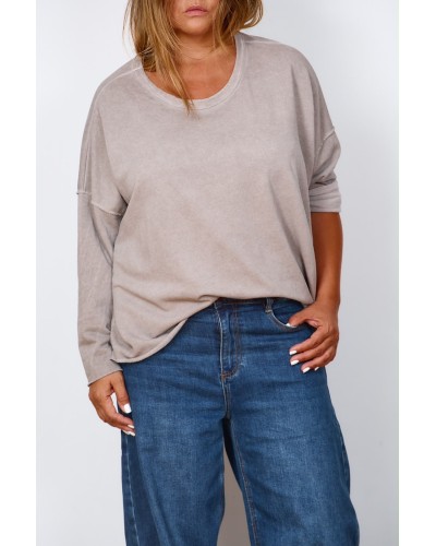 Maglia Boyfriend Oversized Cotton Latte