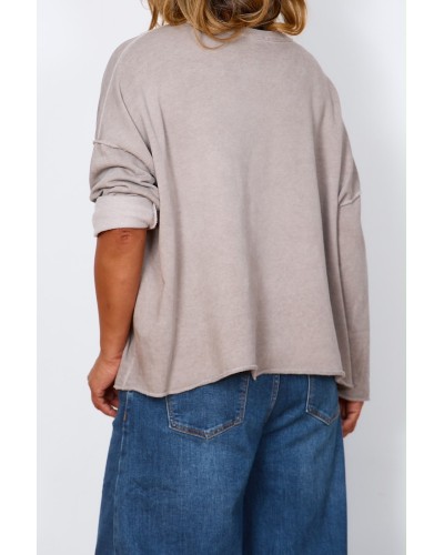 Maglia Boyfriend Oversized Cotton Latte
