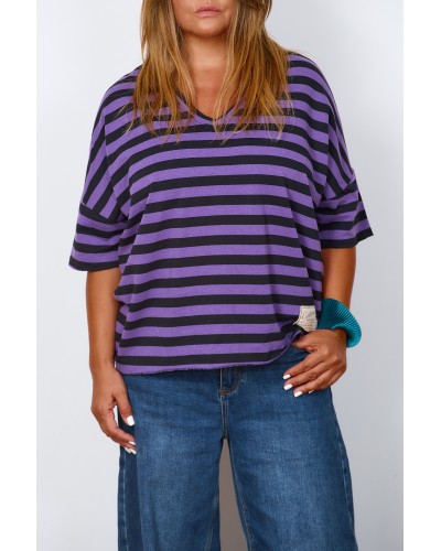 T-shirt Boyfriend Oversized Dungi Mov/Blk