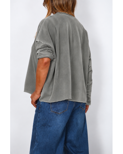 Maglione Basic Boyfriend Oversized Cotton Grigio