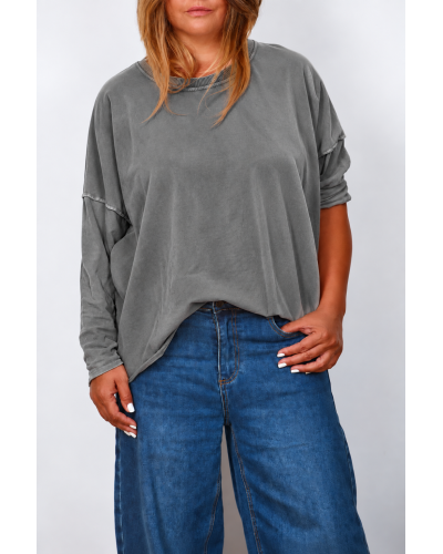 Maglione Basic Boyfriend Oversized Cotton Grigio