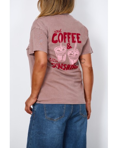 T-shirt Boyfriend Casual Cotton Coffee RUST