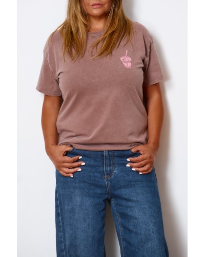 T-shirt Boyfriend Casual Cotton Coffee RUST
