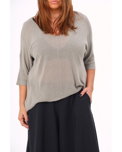 Maglia Fina Translucide  Grigio