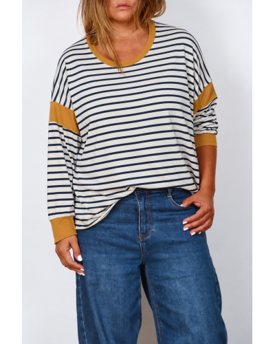 Maglia Boyfriend Oversized Dungi Blu si Yellow