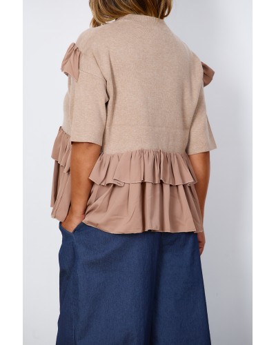Maglioncino Viscose Accesorizata Volane Pense Nude