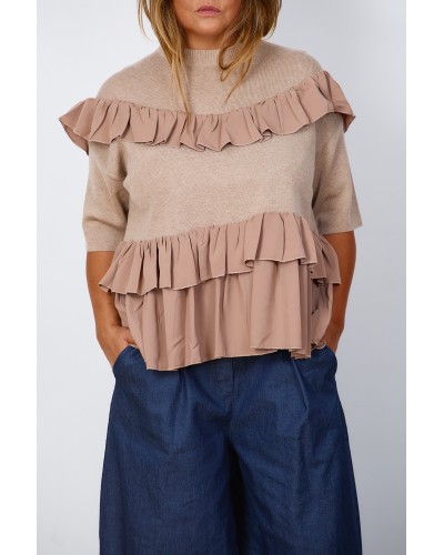 Maglioncino Viscose Accesorizata Volane Pense Nude