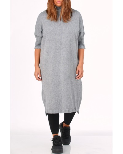 Abito Tricot Maneca 3/4 Mix Viscose Grigio